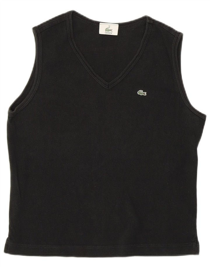 Lacoste Womens Crop Vest Top Size 42 Large Black