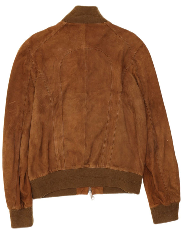 Vintage Mens Bomber Suede Jacket IT 50 Large Brown Leather