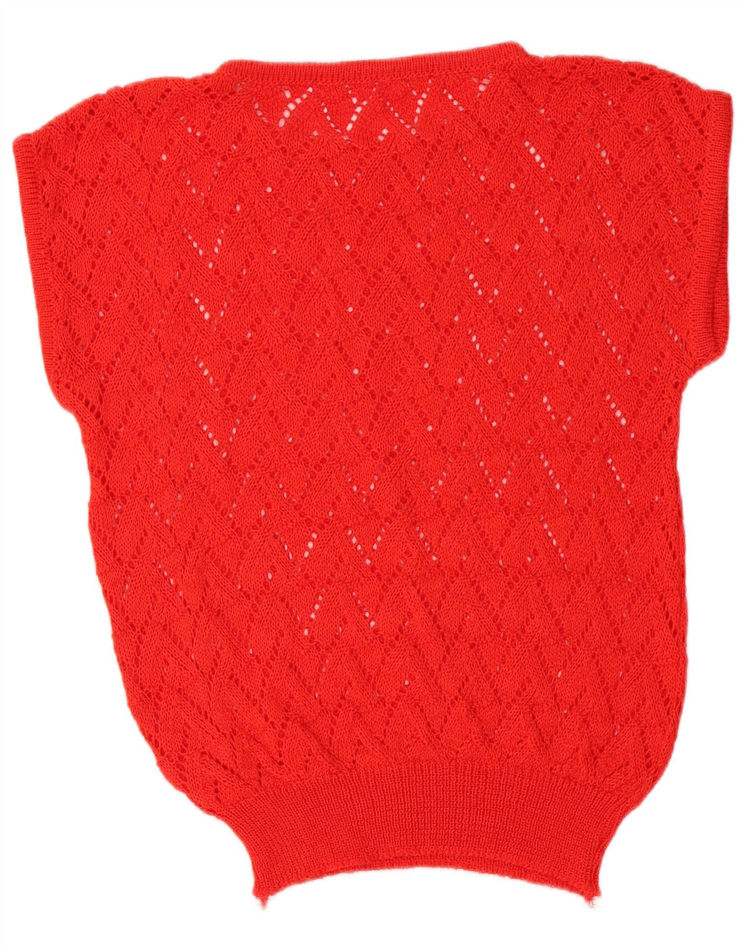 Vintage Womens Short Sleeve Boat Neck Jumper Sweater UK 14 Medium Red