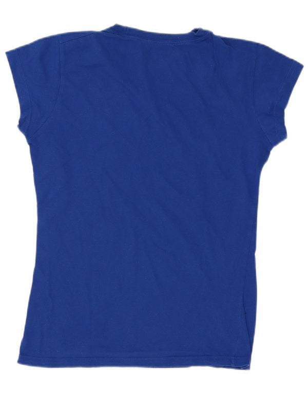 Hard Rock Cafe Womens London Graphic T-Shirt Top UK 12 Medium Blue Cotton