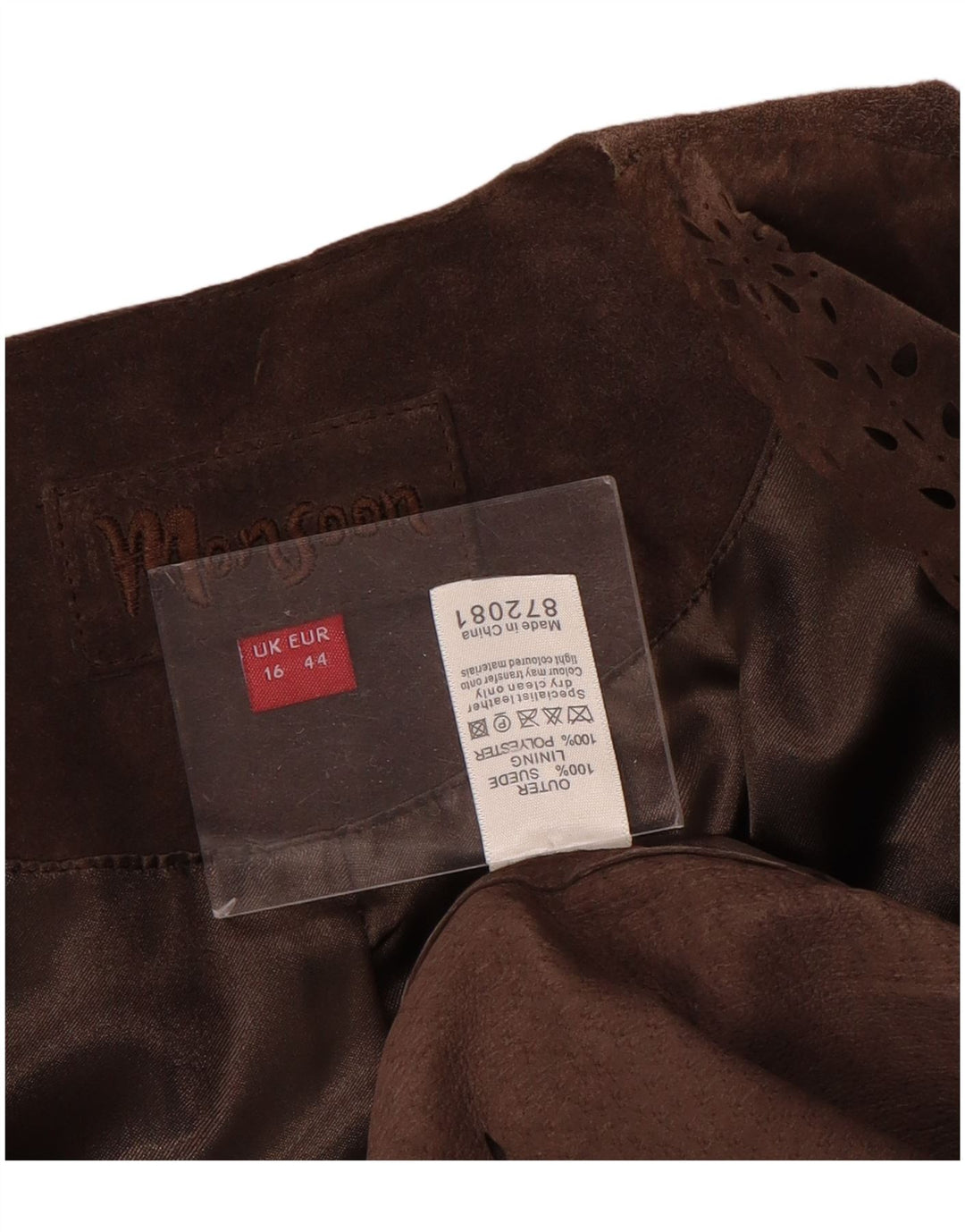 MONSOON Womens Open Suede Blazer Jacket UK 16 Large Brown Leather