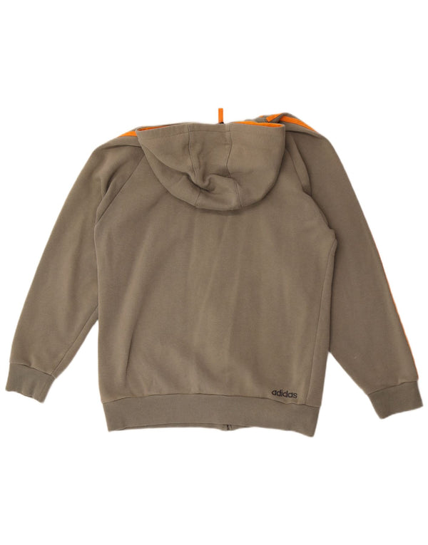 Adidas Boys Graphic Zip Hoodie Sweater 15-16 Years Khaki Colourblock Cotton