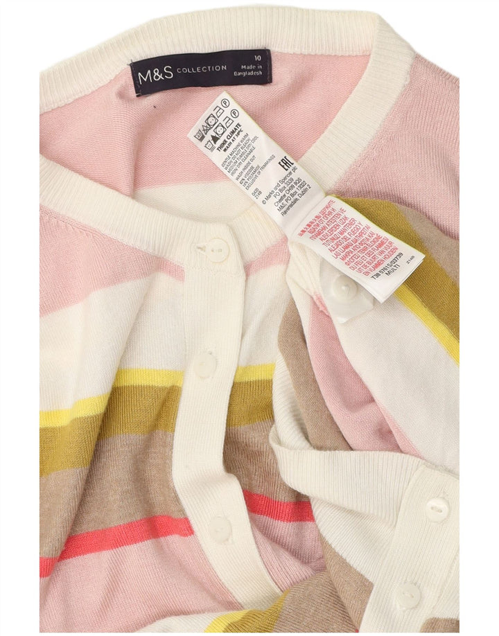 MARKS & SPENCER Womens Cardigan Sweater UK 10 Small Multicoloured Striped
