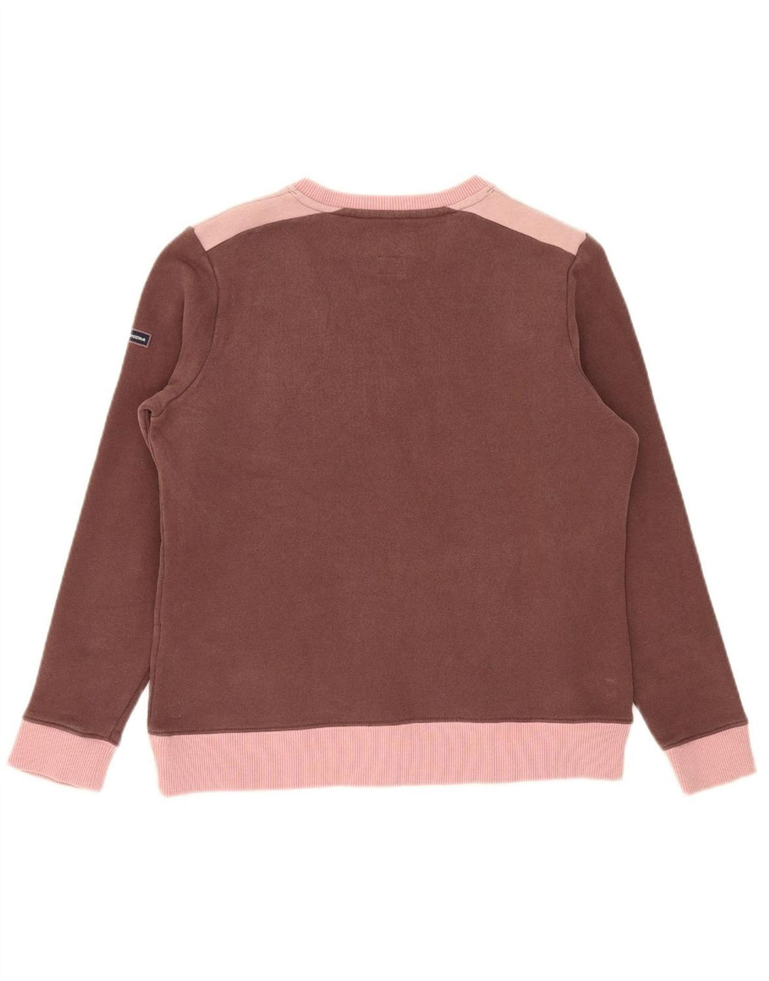 SUPERDRY Womens Oversized Sweatshirt Jumper UK 10 Small Brown Colourblock