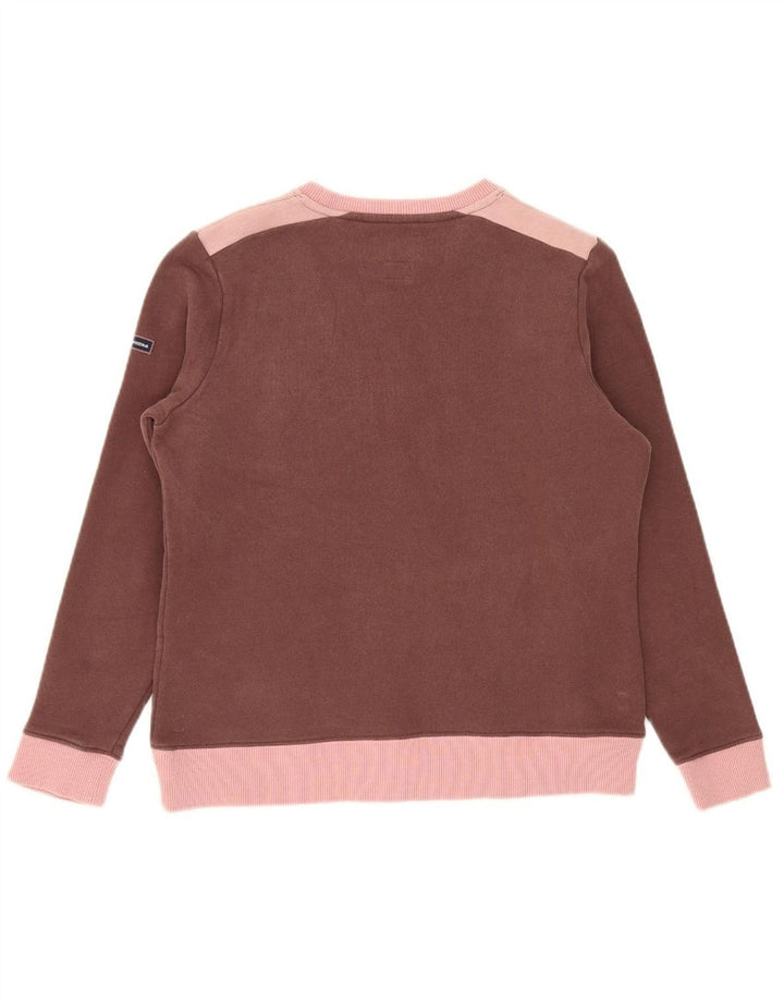 SUPERDRY Womens Oversized Sweatshirt Jumper UK 10 Small Brown Colourblock