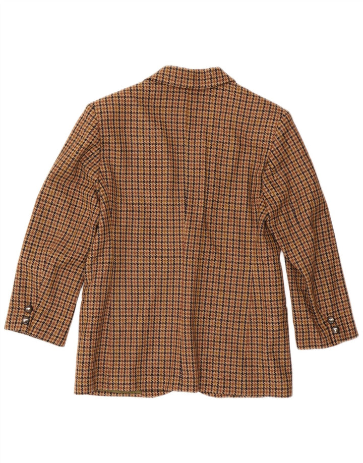 Vintage Womens 2 Button Blazer Jacket IT 44 Medium Brown Houndstooth Wool