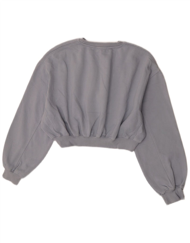 Zara Womens Crop Sweatshirt Jumper UK 14 Medium Grey Cotton