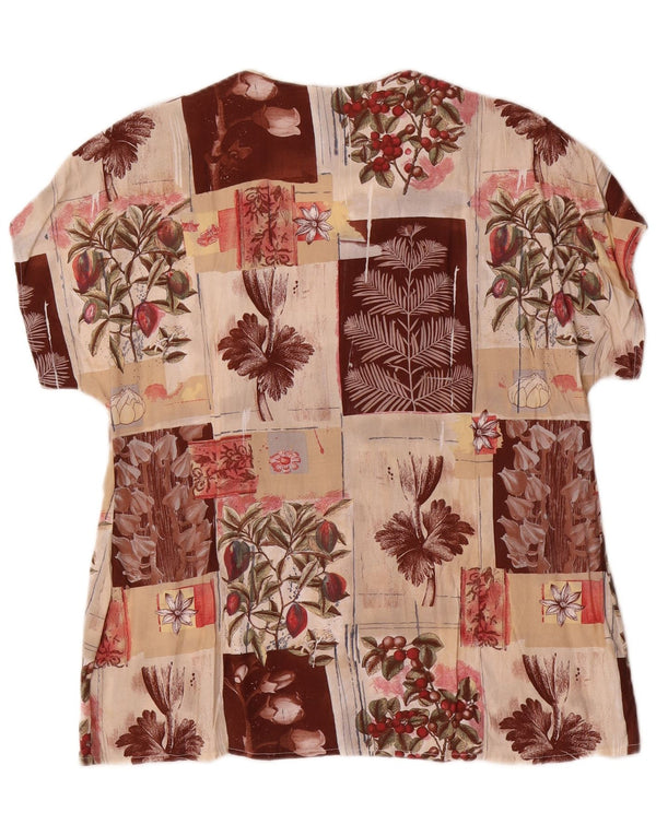 Vintage Womens Short Sleeve Shirt Blouse UK 16 Large Multicoloured Floral