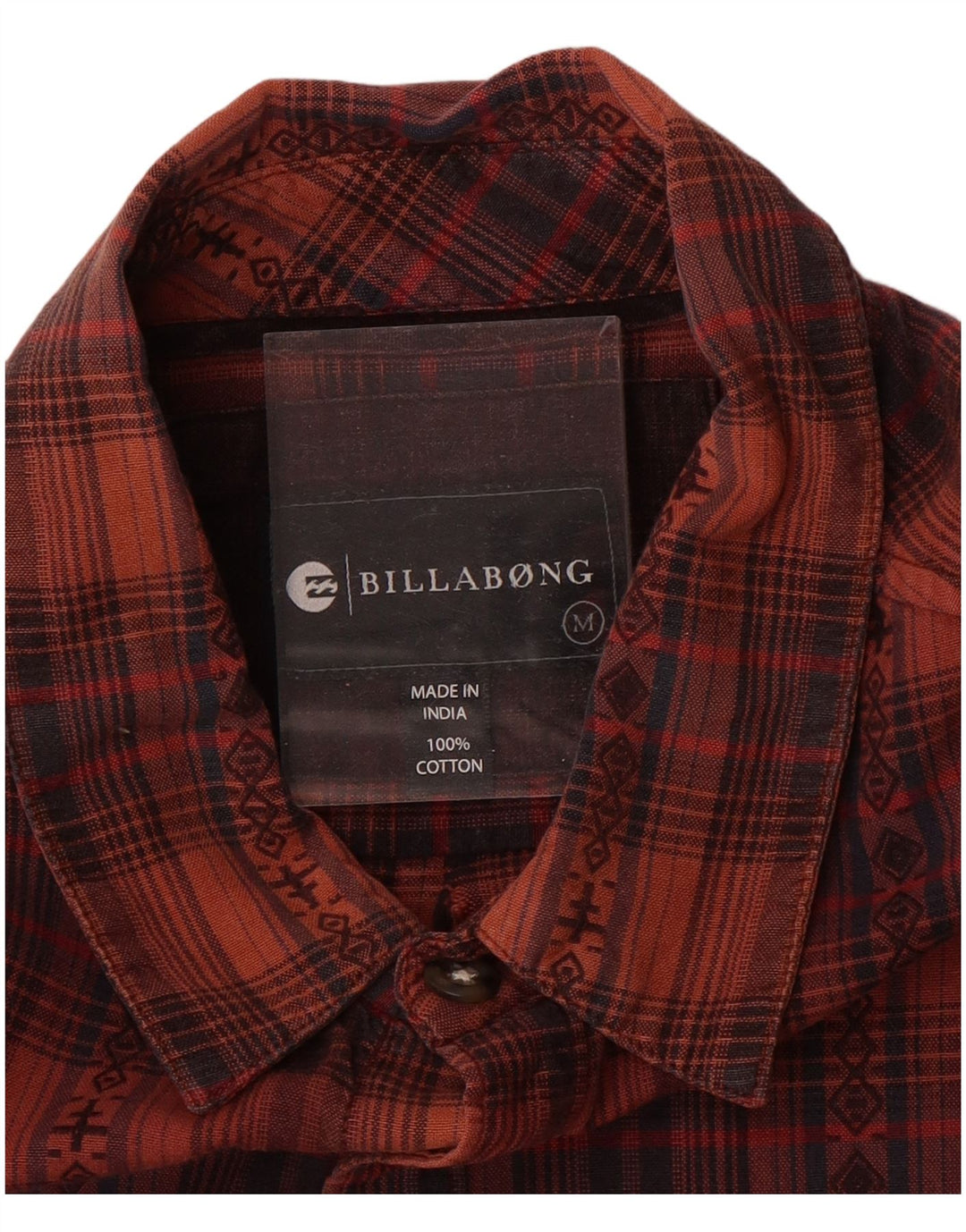 BILLABONG Mens Flannel Shirt Medium Maroon Check Cotton