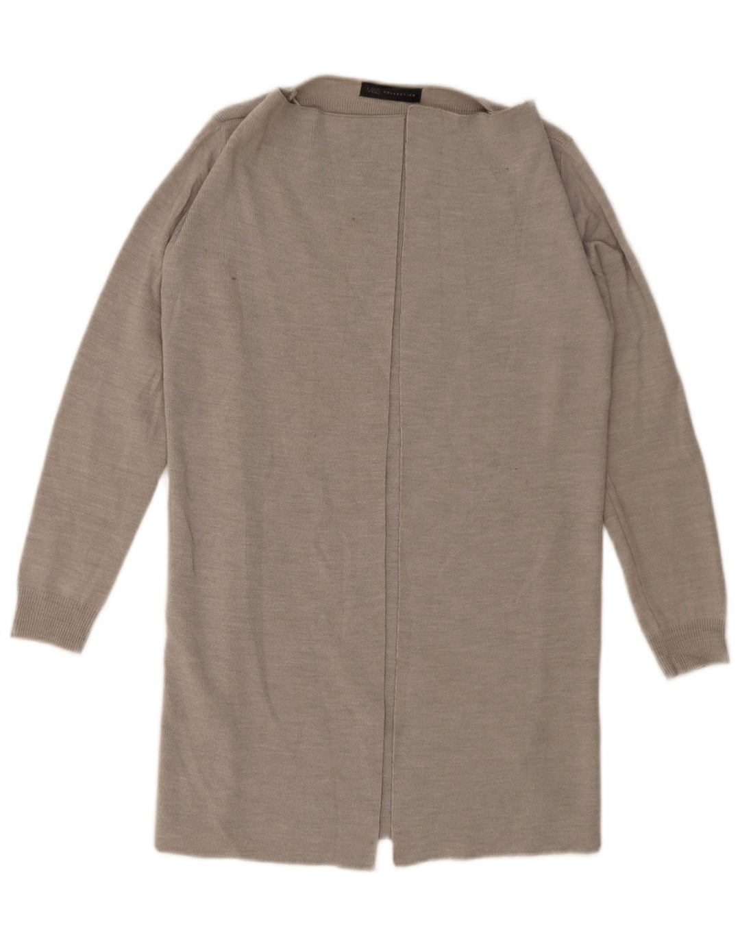 Marks & Spencer Womens Longline Open Cardigan Sweater UK 10 Small Grey