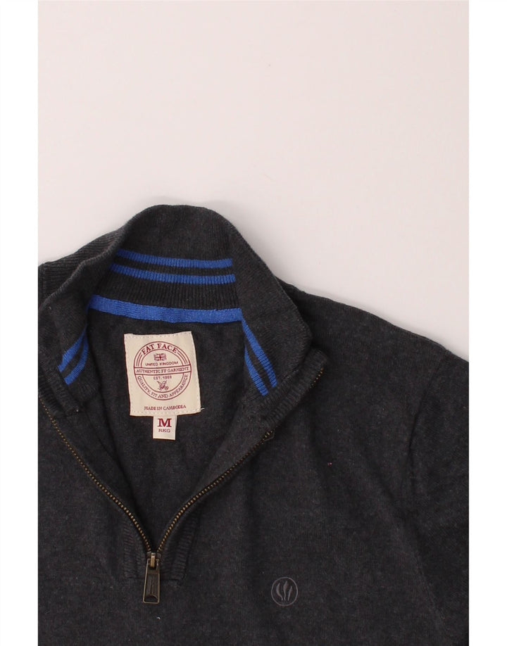 FAT FACE Mens Zip Neck Jumper Sweater Medium Grey Cotton Vintage Fat Face and Second-Hand Fat Face from Messina Hembry 