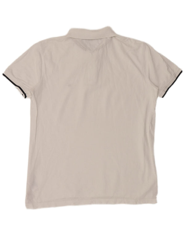 TOMMY HILFIGER Mens Regular Fit Polo Shirt Large White Cotton