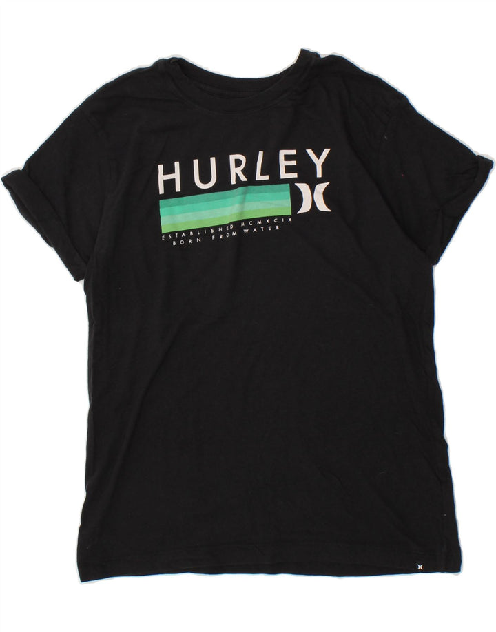 HURLEY Mens Graphic T-Shirt Top Medium Black Cotton Vintage Hurley and Second-Hand Hurley from Messina Hembry 