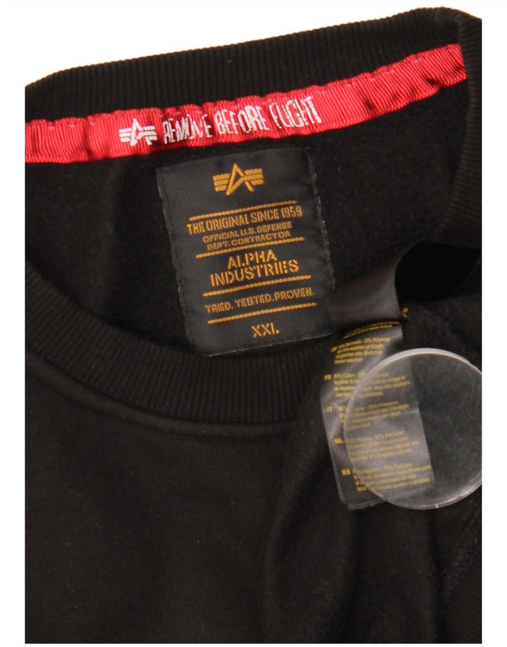 Alpha Industries Mens Sweatshirt Jumper 2XL Black Cotton