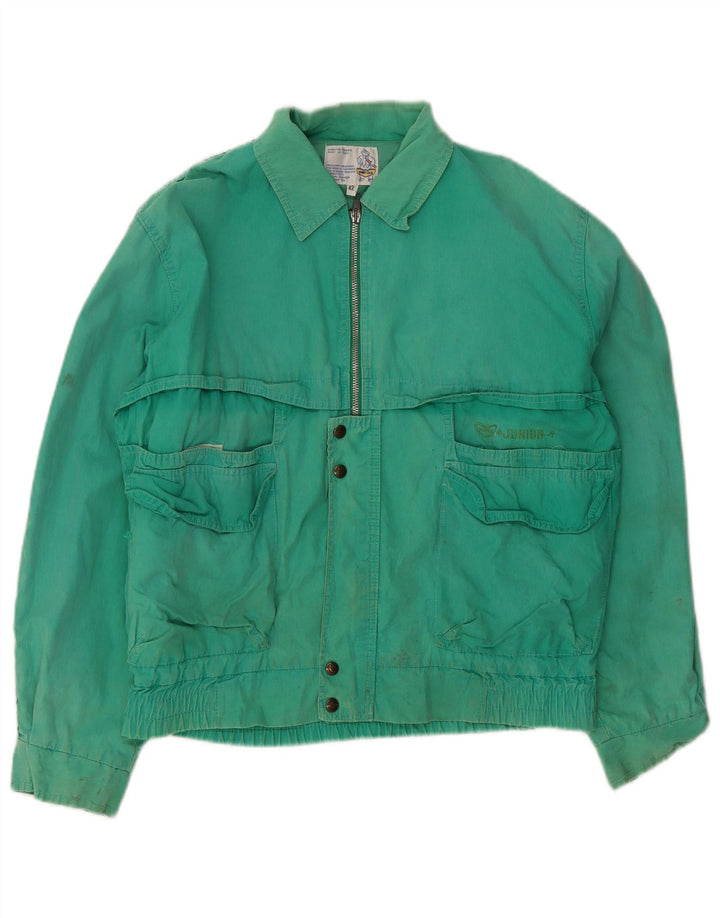 POP 84 Mens Bomber Jacket IT 42 XL Green Cotton