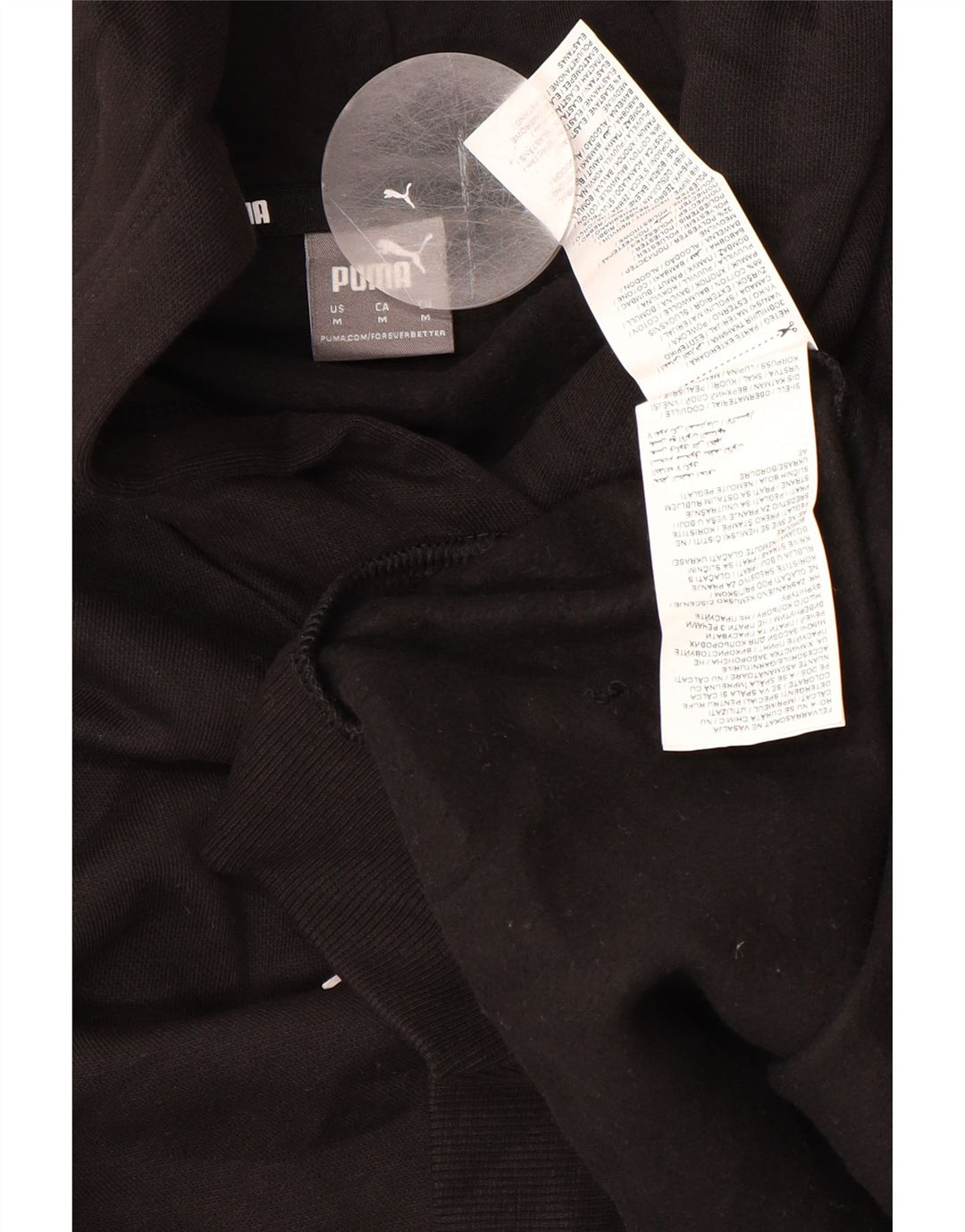 PUMA Womens Graphic Hoodie Jumper UK 14 Medium Black Cotton