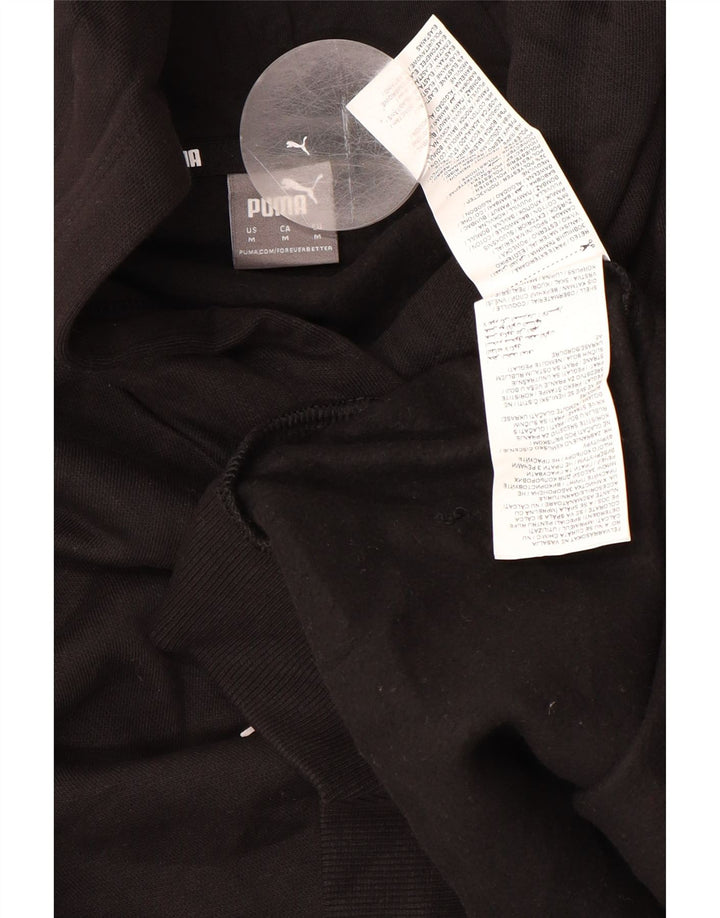 PUMA Womens Graphic Hoodie Jumper UK 14 Medium Black Cotton