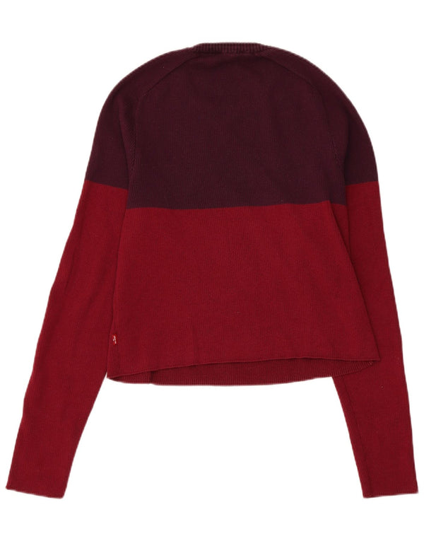 LEVI'S Girls Boat Neck Jumper Sweater 11-12 Years XL Maroon Colourblock