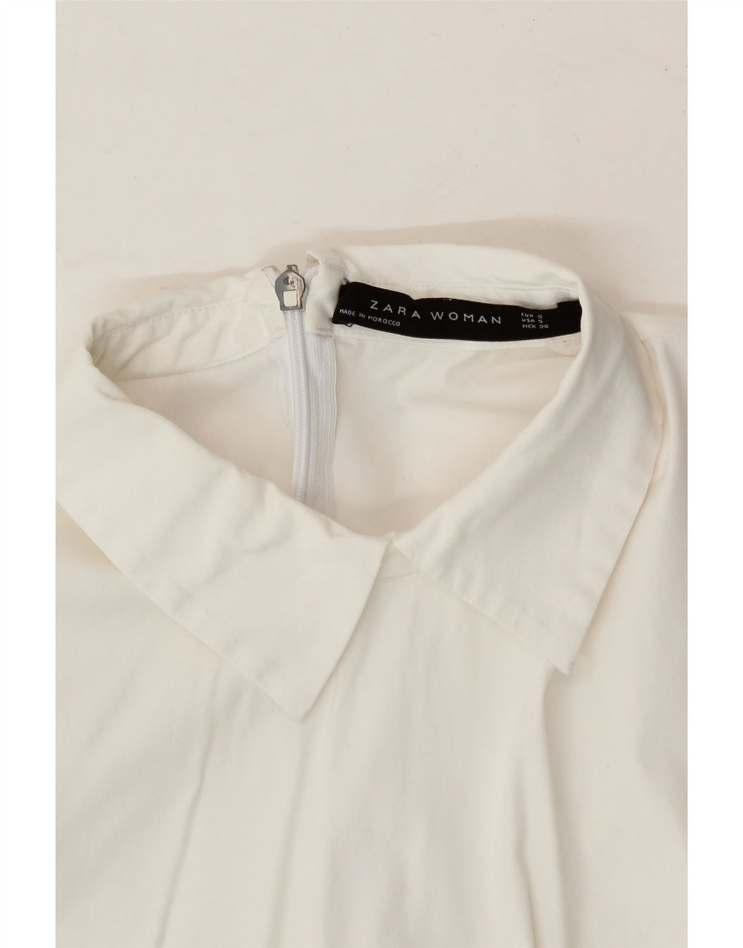 ZARA Womens Pullover Shirt Blouse UK 8 Small White Cotton Vintage Zara and Second-Hand Zara from Messina Hembry 