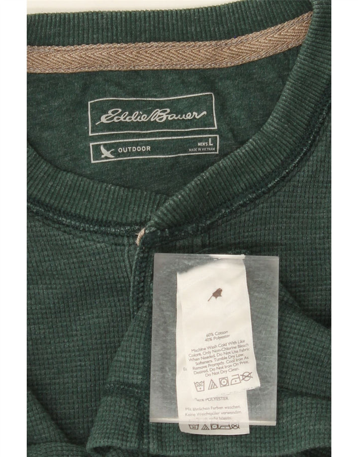 EDDIE BAUER Mens Top Long Sleeve Large Green Cotton