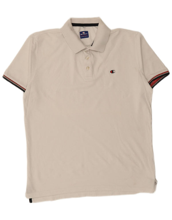 CHAMPION Mens Polo Shirt Large White