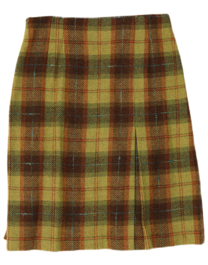 Vintage Womens A-Line Skirt IT 46 Large W32 Green Check Acrylic