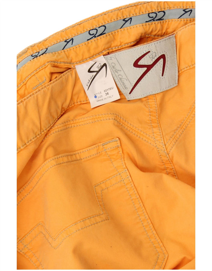 9.2 BY CARLO CHIONNA Mens Straight Casual Trousers W36 L32 Yellow Cotton