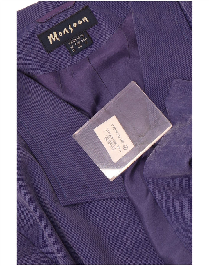 Monsoon Womens 5 Button Blazer Jacket UK 16 Large Purple Cupro