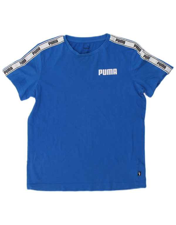 Puma Boys Graphic T-Shirt Top 13-14 Years Blue Colourblock Cotton