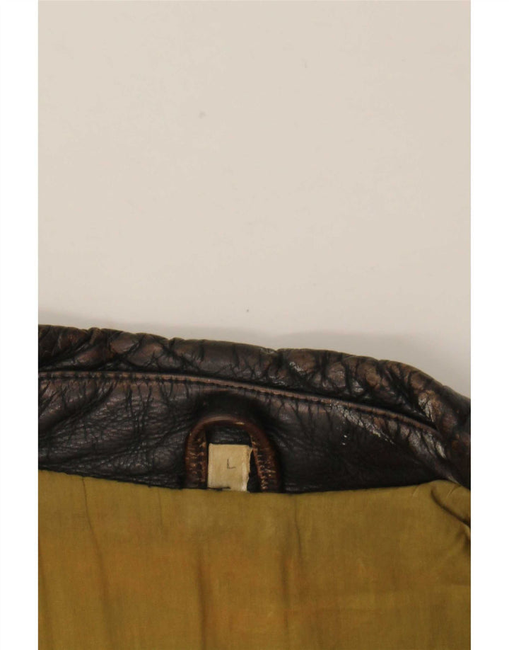 American Basics Mens Leather Biker Jacket UK 40 Large Brown
