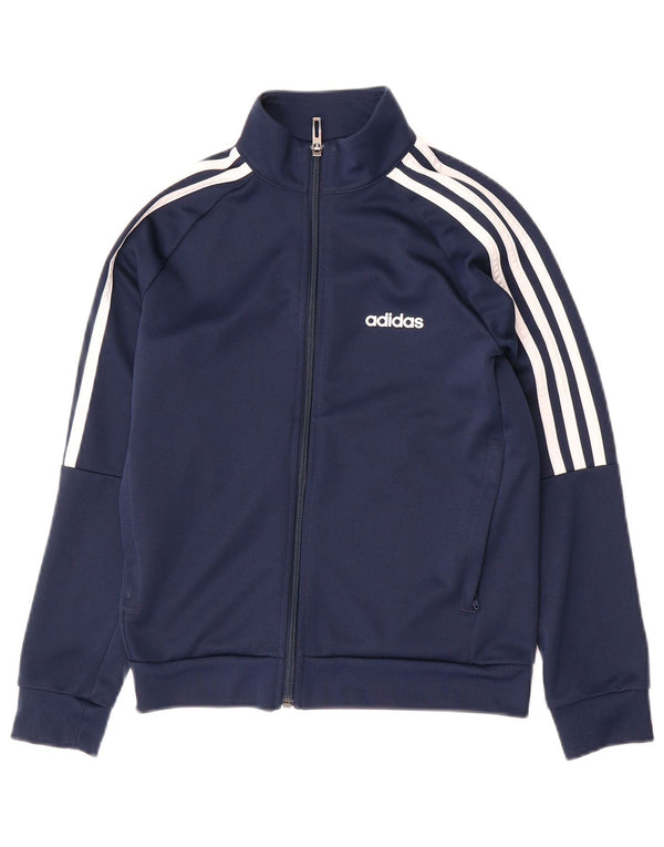 ADIDAS Boys Aeroready Tracksuit Top Jacket 9-10 Years Navy Blue Polyester
