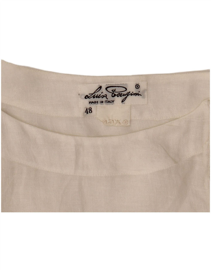 VINTAGE Womens Short Sleeve Shirt Blouse IT 48 XL White