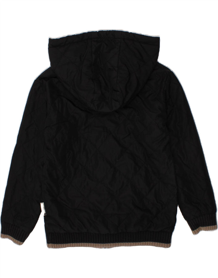 BURBERRY Boys Hooded Reversible Jacket 4-5 Years Black Polyester