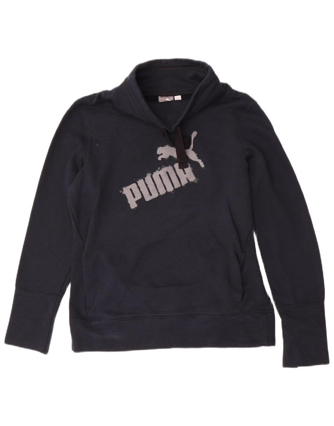 PUMA Womens Graphic Sweatshirt Jumper UK 12 Medium Navy Blue