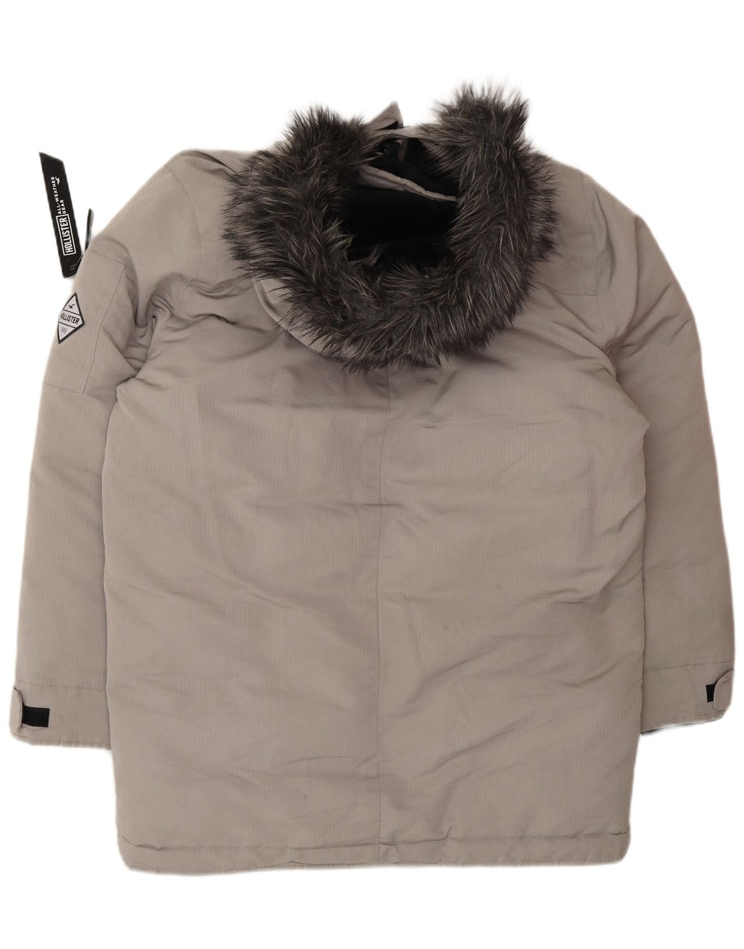 HOLLISTER Mens Hooded Padded Jacket UK 40 Large Grey Polyester