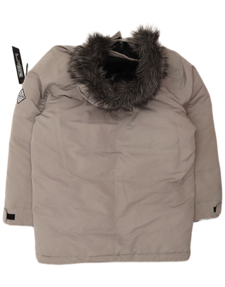 HOLLISTER Mens Hooded Padded Jacket UK 40 Large Grey Polyester