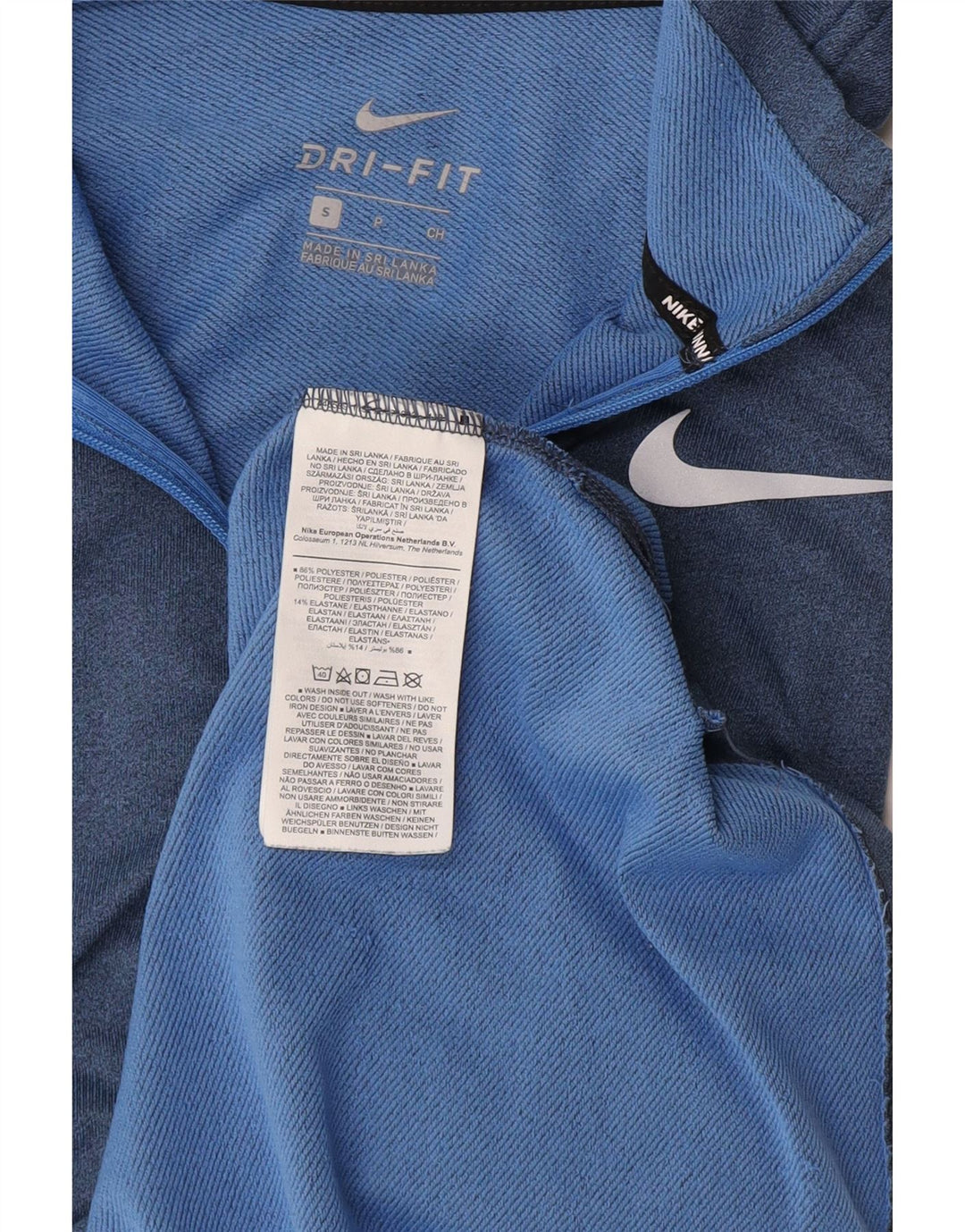 Nike Mens Dri Fit Zip Neck Pullover Tracksuit Top Small Blue Polyester