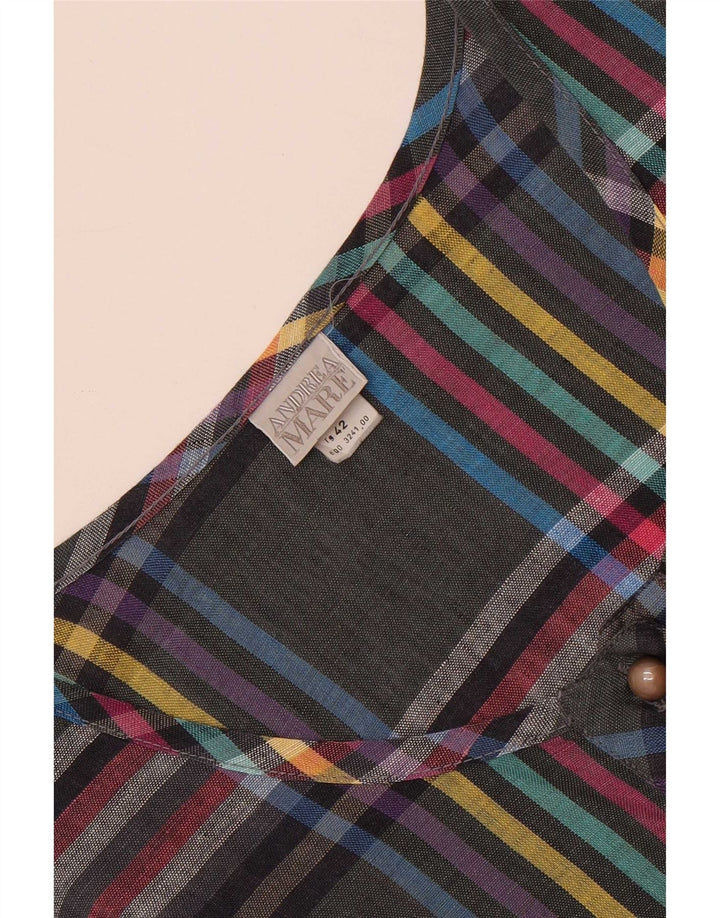 Andrea Mare Womens Sleeveless Blouse Top IT 42 Medium Grey Plaid Linen