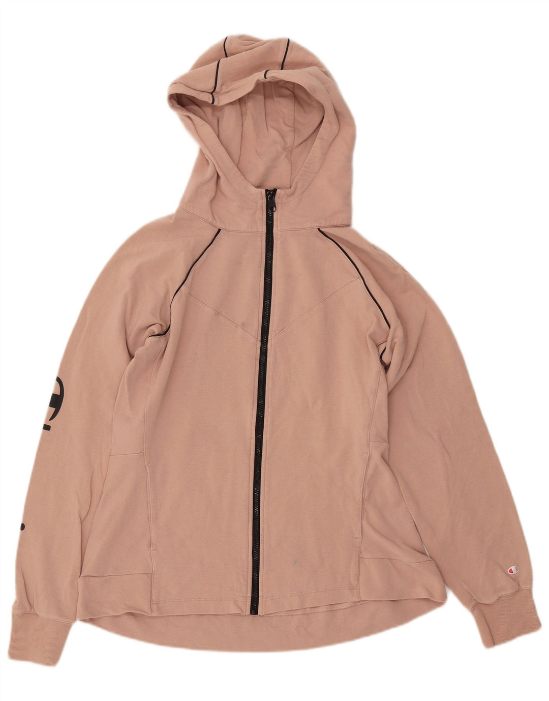 CHAMPION Womens Graphic Zip Hoodie Sweater UK 18 XL Pink