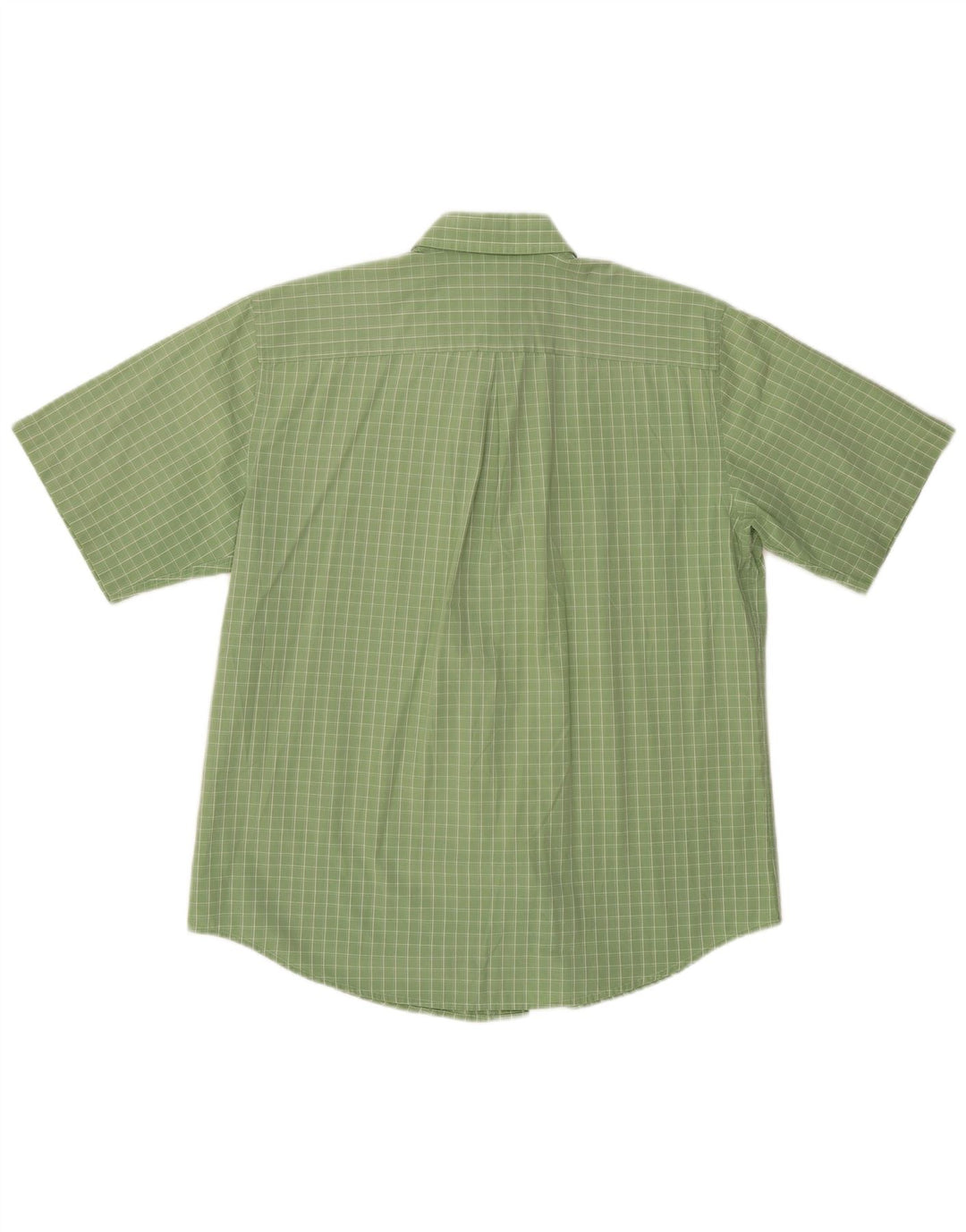DOCKERS Mens Short Sleeve Shirt Size 16 1/2 Large Green Check Cotton
