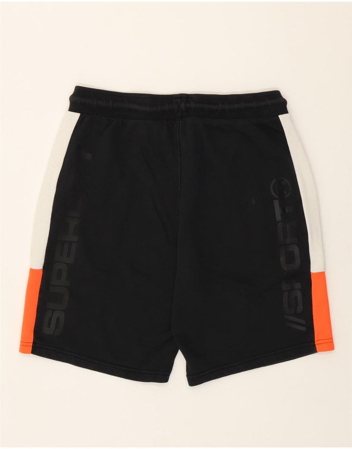 SUPERDRY Mens Graphic Sport Shorts Large  Black Colourblock Cotton
