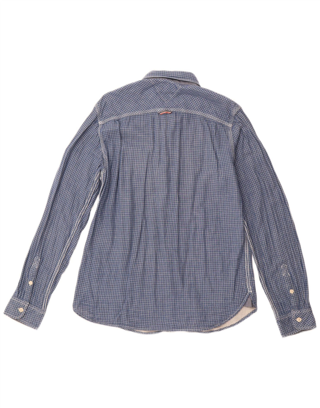 TOMMY HILFIGER Mens Shirt Medium Navy Blue Check Cotton