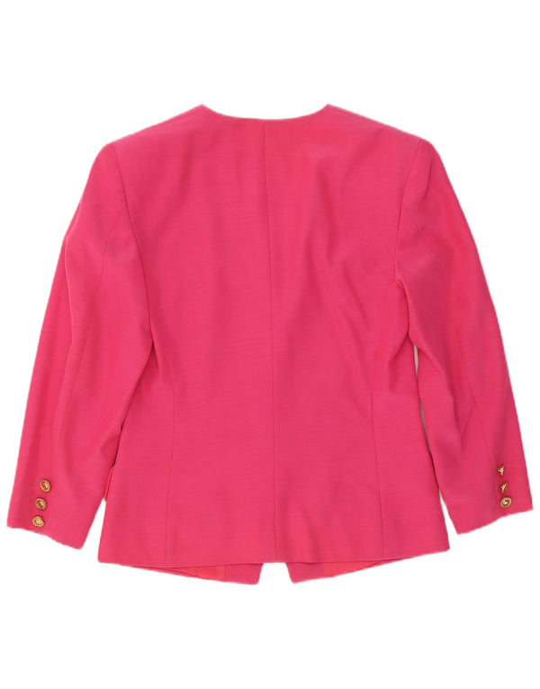 Vintage Womens 4 Button Blazer Jacket IT 42 Medium Pink Acetate