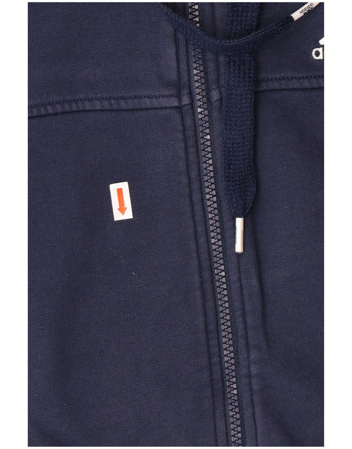 ADIDAS Mens Zip Hoodie Sweater Small Navy Blue Cotton