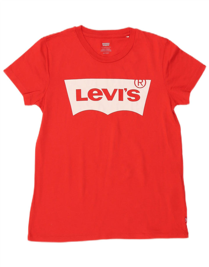 LEVI'S Womens Graphic T-Shirt Top UK 6 XS Red Cotton