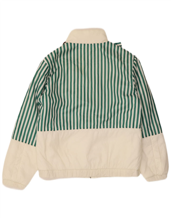 Vintage Mens Bomber Jacket IT 46 Small Green Striped Polyester