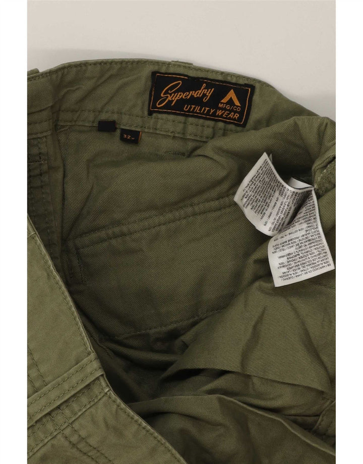 Superdry Mens Cargo Shorts W32 Medium Green Cotton