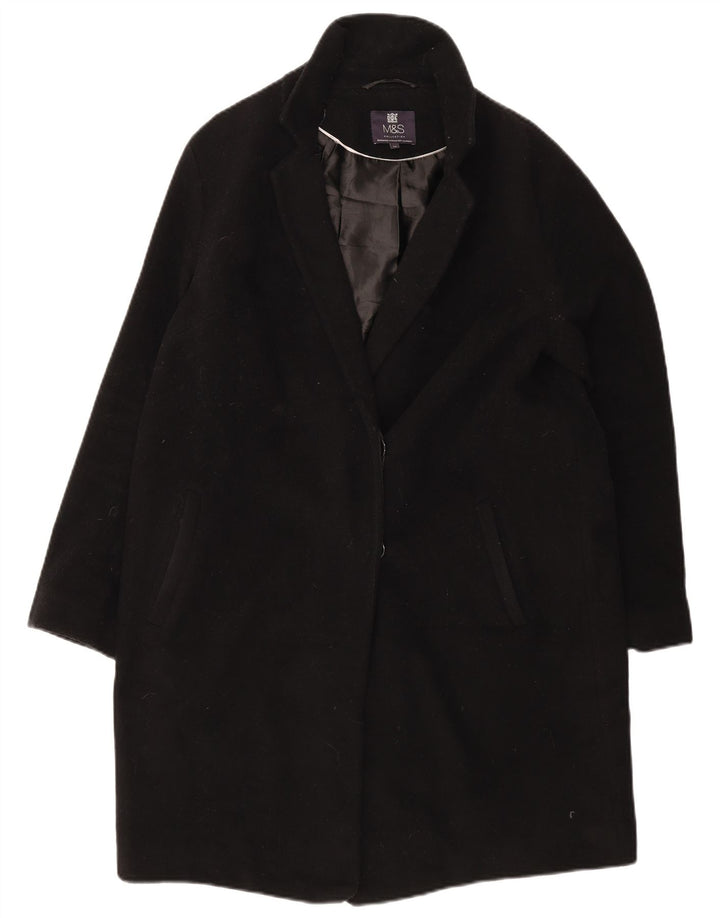 Marks & Spencer Womens Overcoat UK 14 Large Black Wool