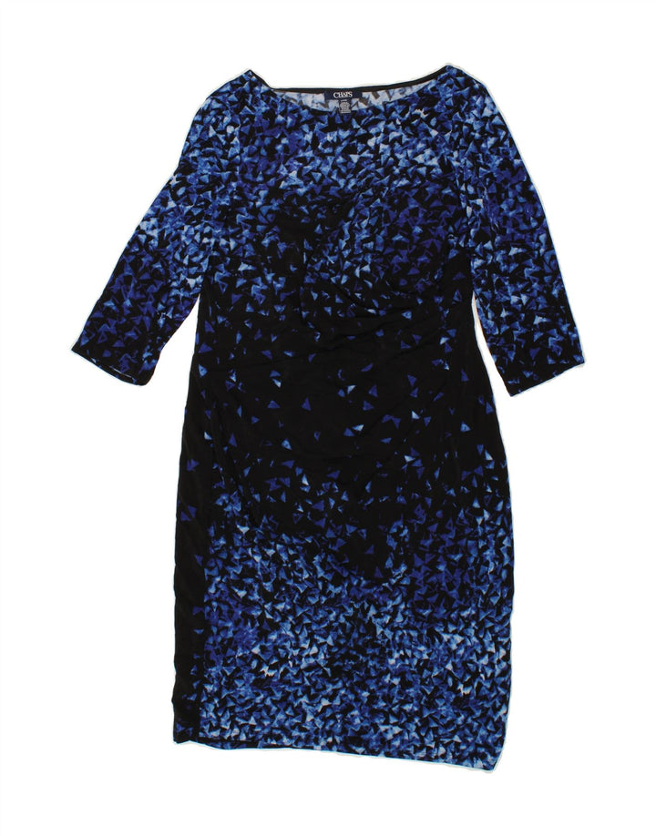 CHAPS Womens Long Sleeve Sheath Dress UK 14 Large Navy Blue Polyester Vintage Chaps and Second-Hand Chaps from Messina Hembry 