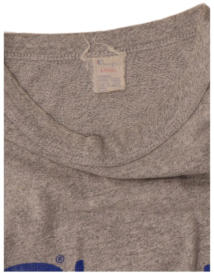 Champion Mens Graphic T-Shirt Top Large Grey Acrylic